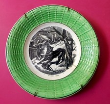 Le piège à loup assiette ancienne à dessert de sarreguemines décor de chasse
