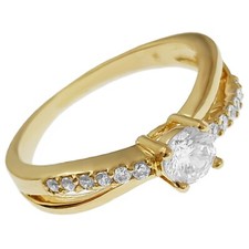 Bague Femme Plaqué Or et Oxydes Zirconium - Neuve - Taille 50 Dispo