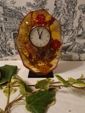 ANCIENNE PENDULE EN EMAILLE INSECTES et fleurs CABINET DE CURIOSITE VINTAGE