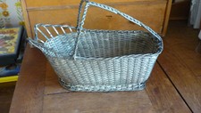 CHRISTOFLE Vintage Woven Wine Bottle BASKET Caddy Holder ancien panier bouteille
