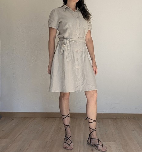 Robe chemise 100 lin - chemise, beige