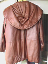 SYLVIE SCHIMMEL Paris caban cuir d'agneau avec capuche XXL 48    52 Zilli époux
