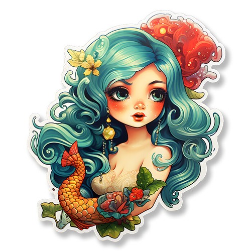 Sticker petite sirene mer - sticker,