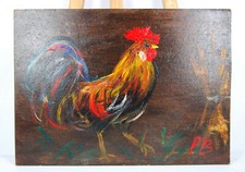 Tableau & Peinture Huile sur panneau de carton rigide: Animaux Coq 13X18cm