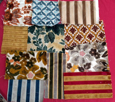 LOT DE PETITS COUPONS DE TISSU VELOURS D'AMEUBLEMENT - ECHANTILLONS AVEC NOM