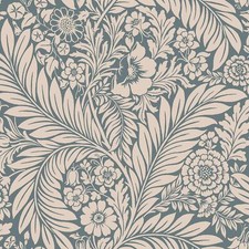Florence Leaf World Of Wallpaper Washable Victorian Flowers Leaves Blue 726