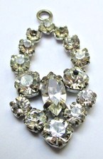 Ancien Pendentif couleur argent cristaux diamant superbe rare bijou vintage 213