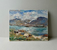 tableau, huile, paysage de