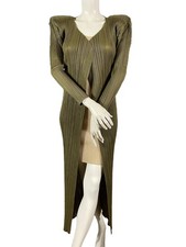 Manteau Long Plissé Kaki