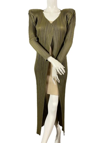 Manteau long plissé kaki - manteau,