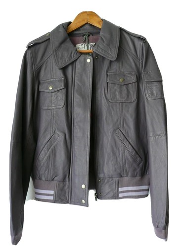 Blouson teddy cuir violet - blouson,
