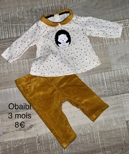Obaibi 3 MOIS FILLE : Ensemble T Shirt + Pantalon Velours Jaune Hérisson