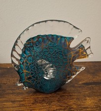 Superbe poisson exotique bleu en verre très bon état 15,5x8x13 cm