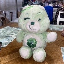 Peluche Bisounours Care Bear vert, gros veinard , Kenner 1984 34 Cm Rare Bonheur