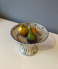 Coupe à fruits avec ses 3 fruits - Faïencerie d'Art de Malicorne FRANCE