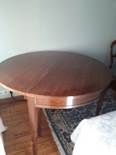 table salle a manger, format demi-lune, en acajou et placage d'acajou, 