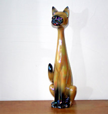 Grand Chat en céramique irisée JEMA Holland Déco Vintage Design * Hauteur 37,5cm