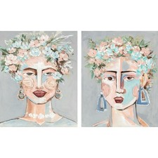 Toile DKD Home Decor Fleurs Moderne 80 x 3,7 x 100 cm [2 Unités]