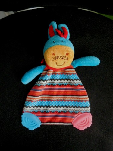 Doudou plat âne cheval bleu - doudou,