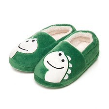 A2Z 4 Enfants Souple Dino Vert Pantoufles Chaud Peluche Indoor Chaussures Sans À