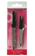 Set de 2 limes à ongles saphir synthétique / métal - double face 11,5cm & 9cm