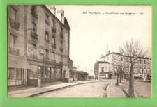 PUTEAUX  carte postale ancienne Rond-Point des Bergères  /(café ,pharmacie..)