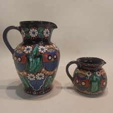 Faïence Thoune - Pichet + Crémier - Fait main décors Chouette - Céramique Suisse