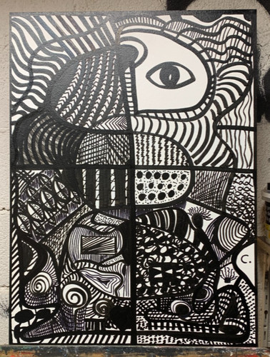 Tableau abstrait noir blanc - tableau,