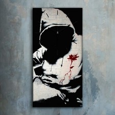 Horloge décorative sur toile 30x60 Hoodie avec couteau Banksy Image Art Décor