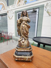 Belle Vierge Ancienne En Bois Polychrome