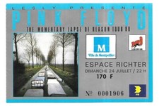 RARE / TICKET BILLET CONCERT - PINK FLOYD : LIVE A MONTPELLIER ( FRANCE ) 1988