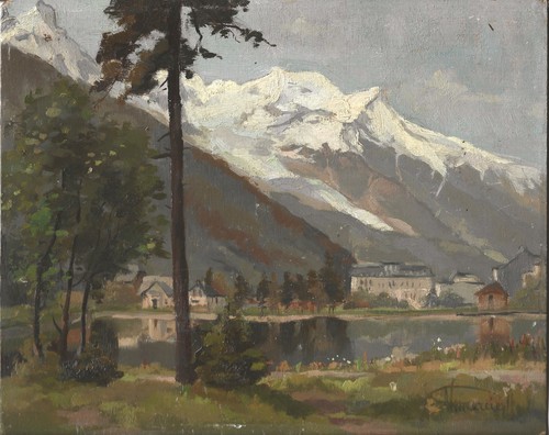 Huile sur panneau - ,, lac