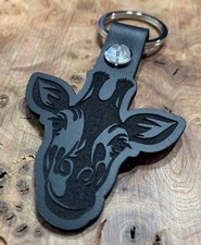 Girafe Porte-Clé Cuir Noir