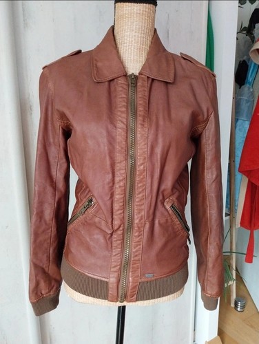 Blouson ikks cuir marron - cuir,
