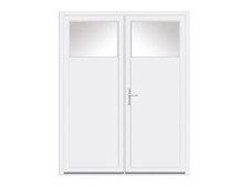 PORTE DE SERVICE PVC 2 VANTAUX VITREE 1/4 HAUT 2150 x 1500