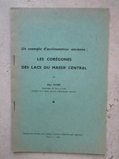 ACCLIMATATION DES COREGONES LACS ISSARLES, CHAUVET, Massif Central, 1958.