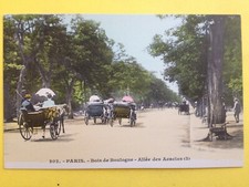 PARIS Bois de Boulogne Transport Circulation ATTELAGE VOITURE CALÈCHE Ombrelle