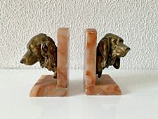 Ancienne paire de serre livres en régule Art Déco - chiens - prosper Lecourtier