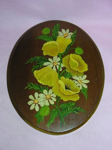 Vintage hand painted oval - hand,