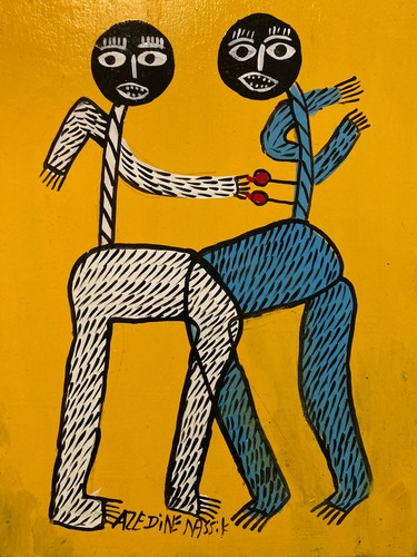 Peinture art brut bois - peinture,