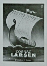 PUBLICITÉ DE PRESSE 1949 COGNAC LARSEN INVINCIBLE