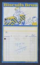 Facture 1920 LES BISCUITS BRUN 2 bébés voiture illustrée billhead 109