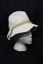 Vintage KEN BLAIR Exclusive Ivory Fur & Felt Day Day W/Gold Chain Decor OS-B68