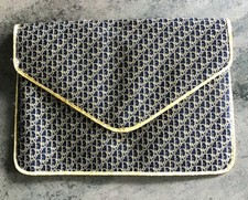 Vintage Dior sac à main Pochette en tissu modèle oblique doré et noir Couture
