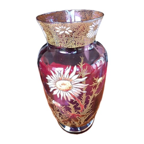 Ancien vase verre décor - vase,