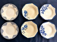 6 anciennes assiettes creuses Digoin, Gien et Moulin des Loups ton bleu