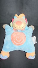 doudou peluche semi plat lion Oasis bleu jaune NATTOU (3 dispo)