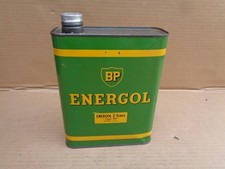 Ancien bidon d'huile BP  Energol 2 temps  type HV ,  2 litres  vide .