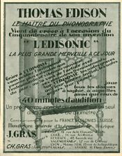 Publicité ancienne phonographe Thomas Edison 1927 issue de magazine