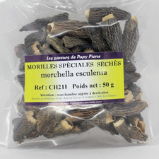 CH21I : Morilles extra séchées 50g - morchella esculenta - qualité EXTRA 3 à 5cm